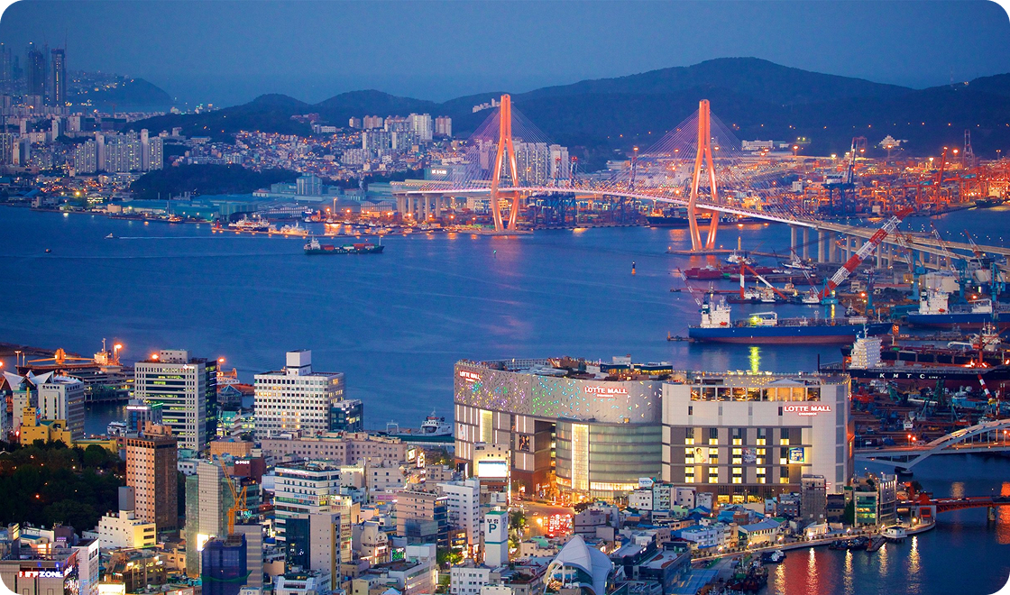 Imagem panoramica de Busan